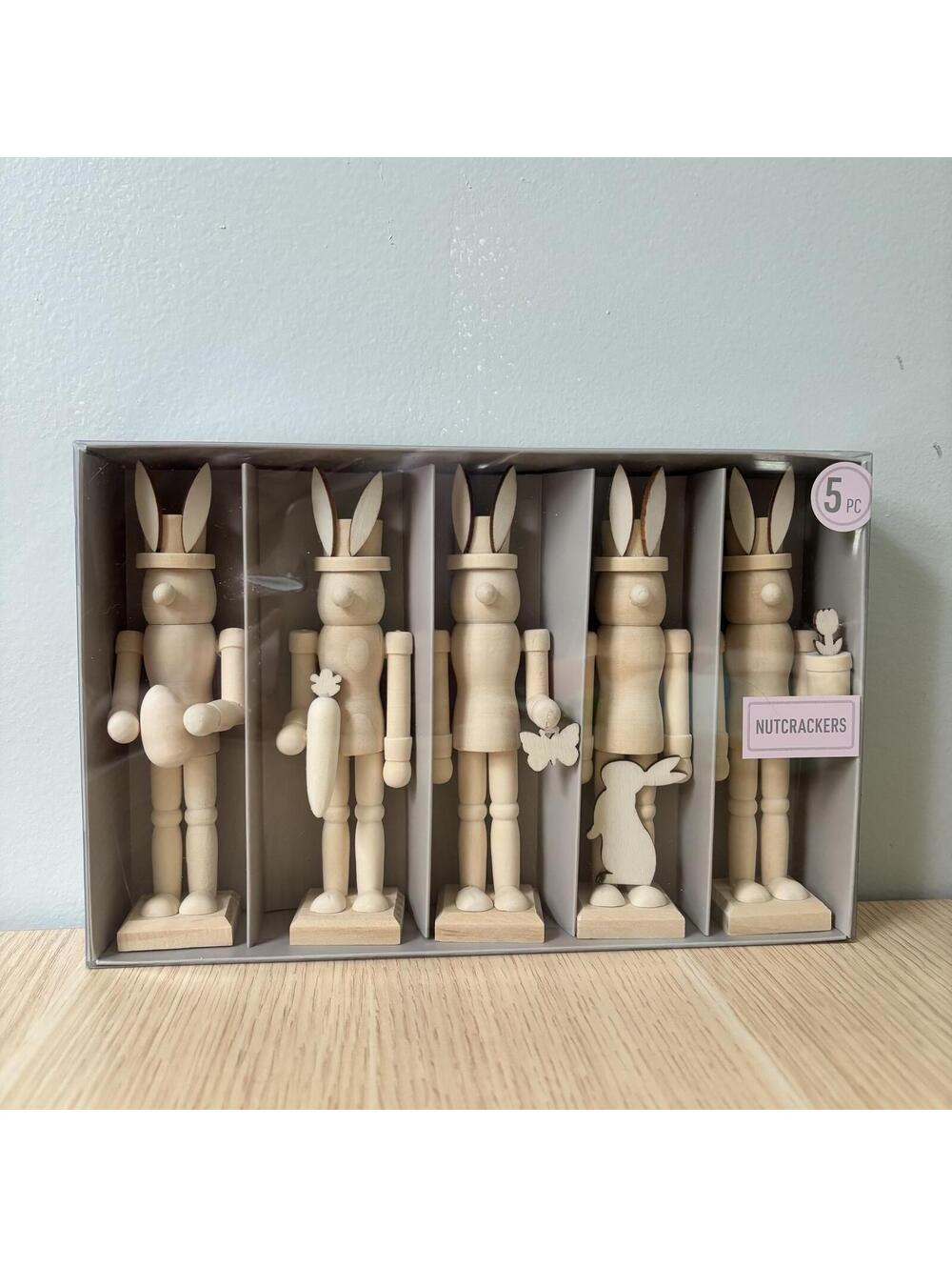 Make Market Mini DIY Unfinished Wooden Easter Bunny Nutcrackers - Plywood - 6in